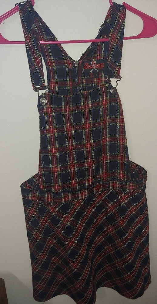 Plaid skirt overalls